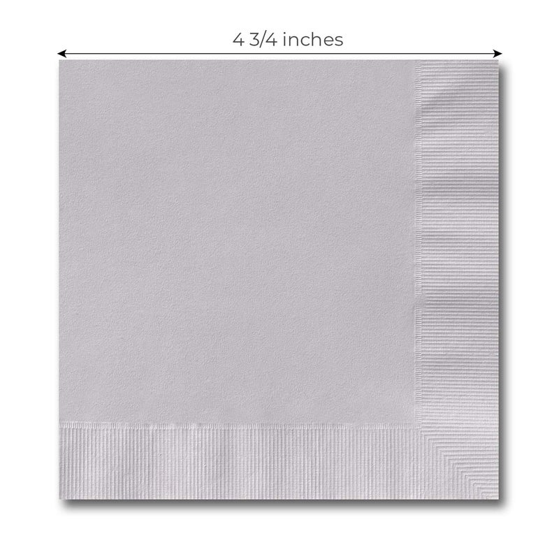 Canopy Street Silver Grey Beverage Napkins / 100 Plain Gray Bulk Napkin Pack / 4 3/4" x 4 3/4" Square Cocktail Event Napkins/Blank Party 3 Ply Napkins - Image 5